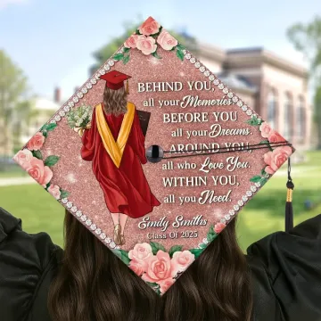 Behind You, All Your Memories - Family Personalized Custom Graduation Cap - Graduation Gift For Family Members, Siblings, Brothers, Sisters