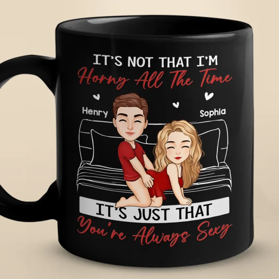 All My Naughty Thoughts Involve Me & You - Couple Personalized Custom Black Mug - Gift For Husband Wife, Anniversary