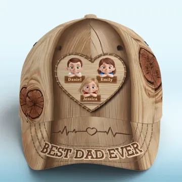 Dad, My Heart Belongs To You - Family Personalized Custom Hat, All Over Print Classic Cap - Father's Day, Gift For Dad, Grandpa