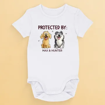 Protected By My Furry Companion - Dog Personalized Custom Baby Onesie - Baby Shower Gift, Gift For Pet Owners, Pet Lovers