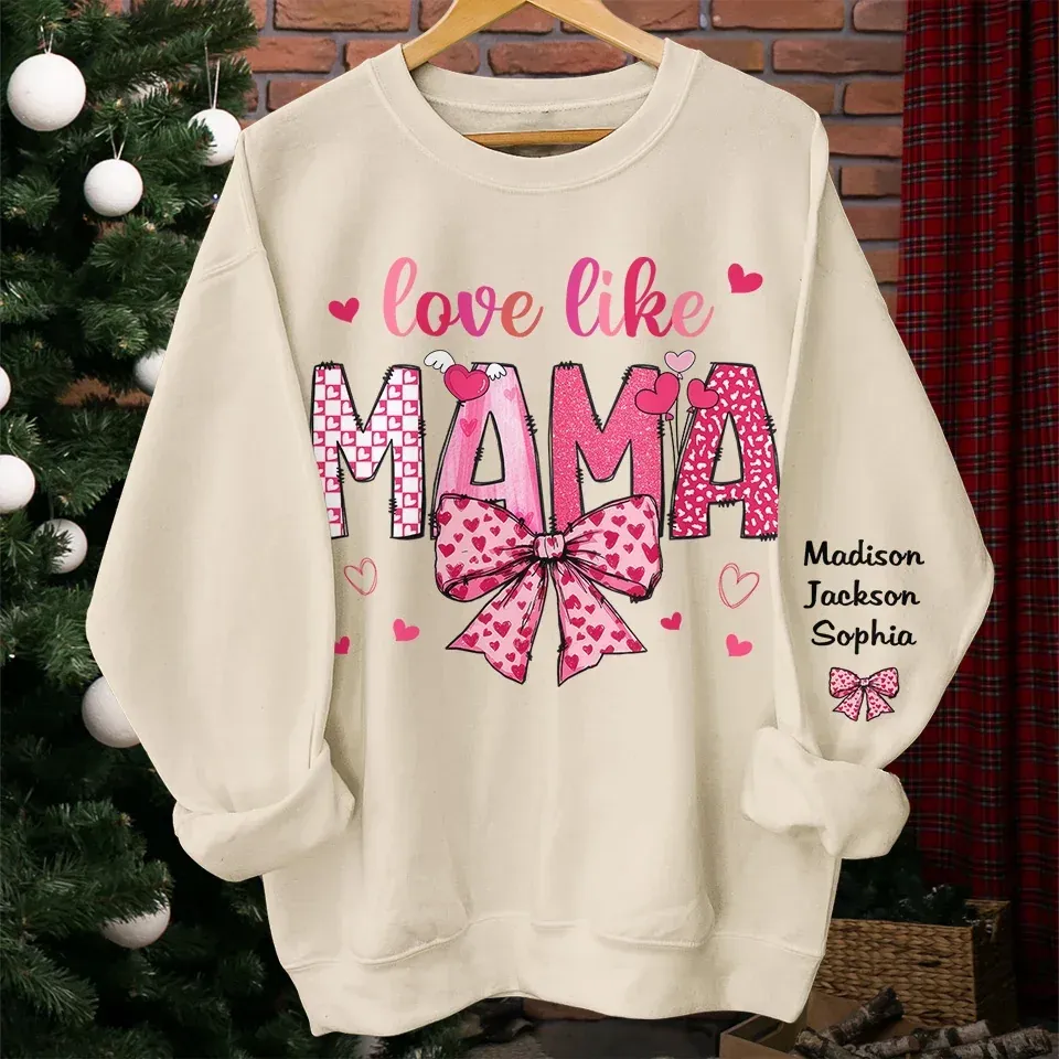 Her Love Is In Every Moment - Family Personalized Custom Unisex Sweatshirt, Hoodie With Design On Sleeve - Gift For Mom, Grandma