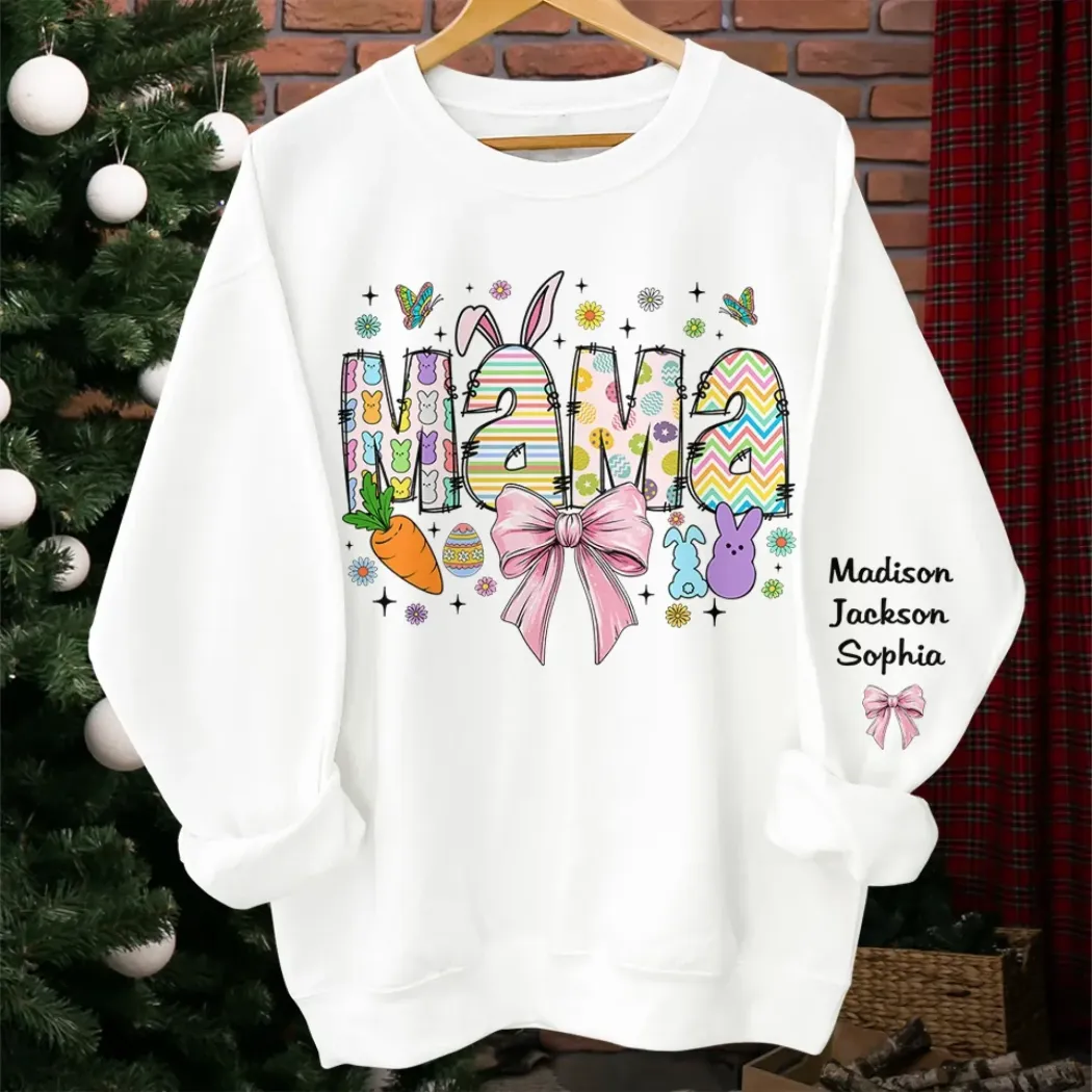 Grandma, The Heart Of Our Family - Family Personalized Custom Unisex Sweatshirt, Hoodie With Design On Sleeve - Gift For Mom, Grandma