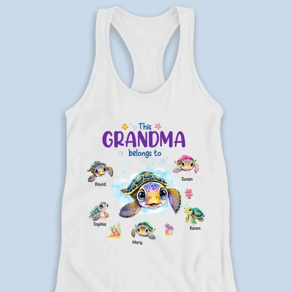 This Grandma Belongs To - Family Personalized Custom Racer Back Tank Top - Gift For Mom, Grandma