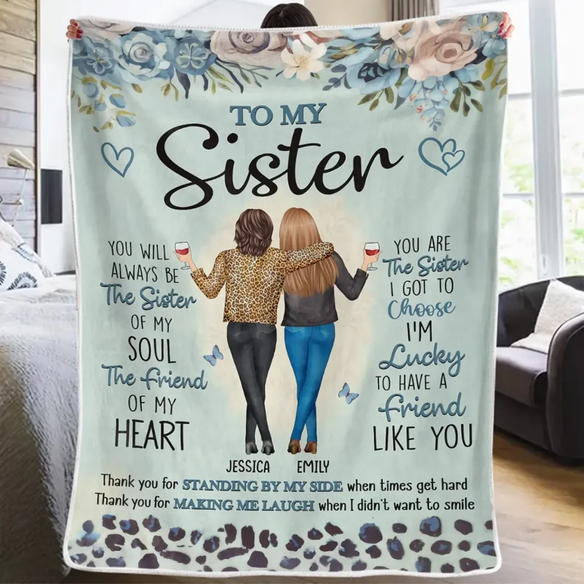 Thank You For Making Me Laugh When I Didn't Even Want To Smile - Bestie Personalized Custom Blanket - Gift For Best Friends, BFF, Sisters