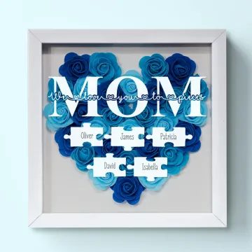 We Love You To Pieces - Family Personalized Custom Flower Shadow Box - Mother's Day, Gift For Mom, Grandma