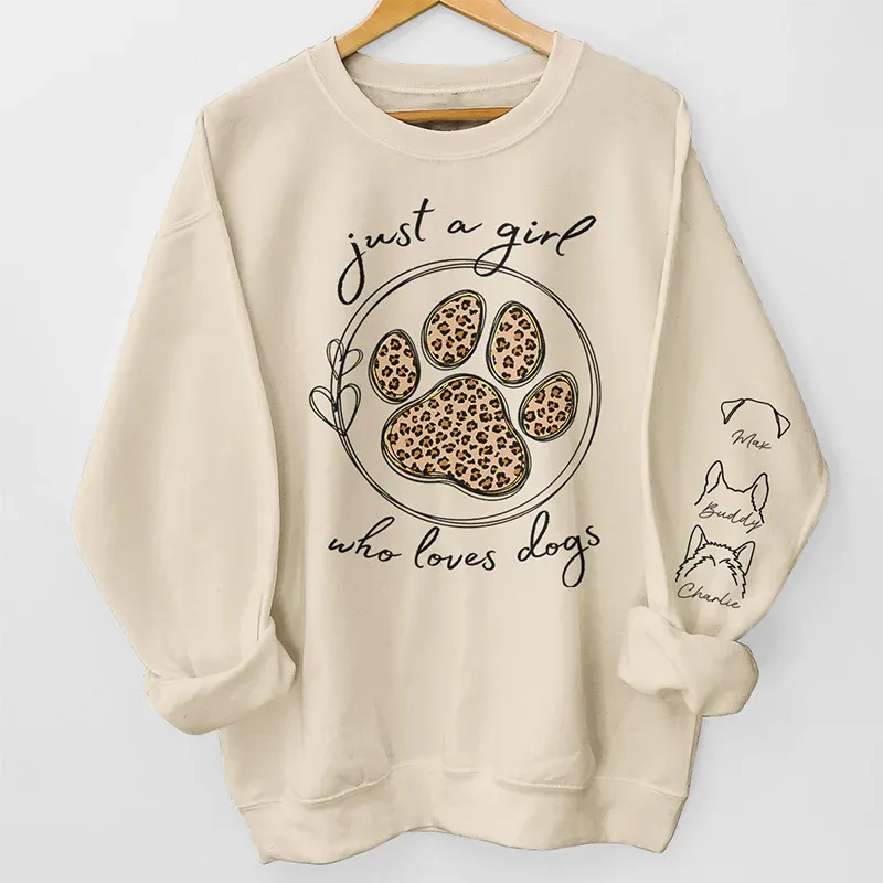 A Girl Who Loves Pets - Dog & Cat Personalized Custom Unisex Sweatshirt With Design On Sleeve - Gift For Pet Owners, Pet Lovers