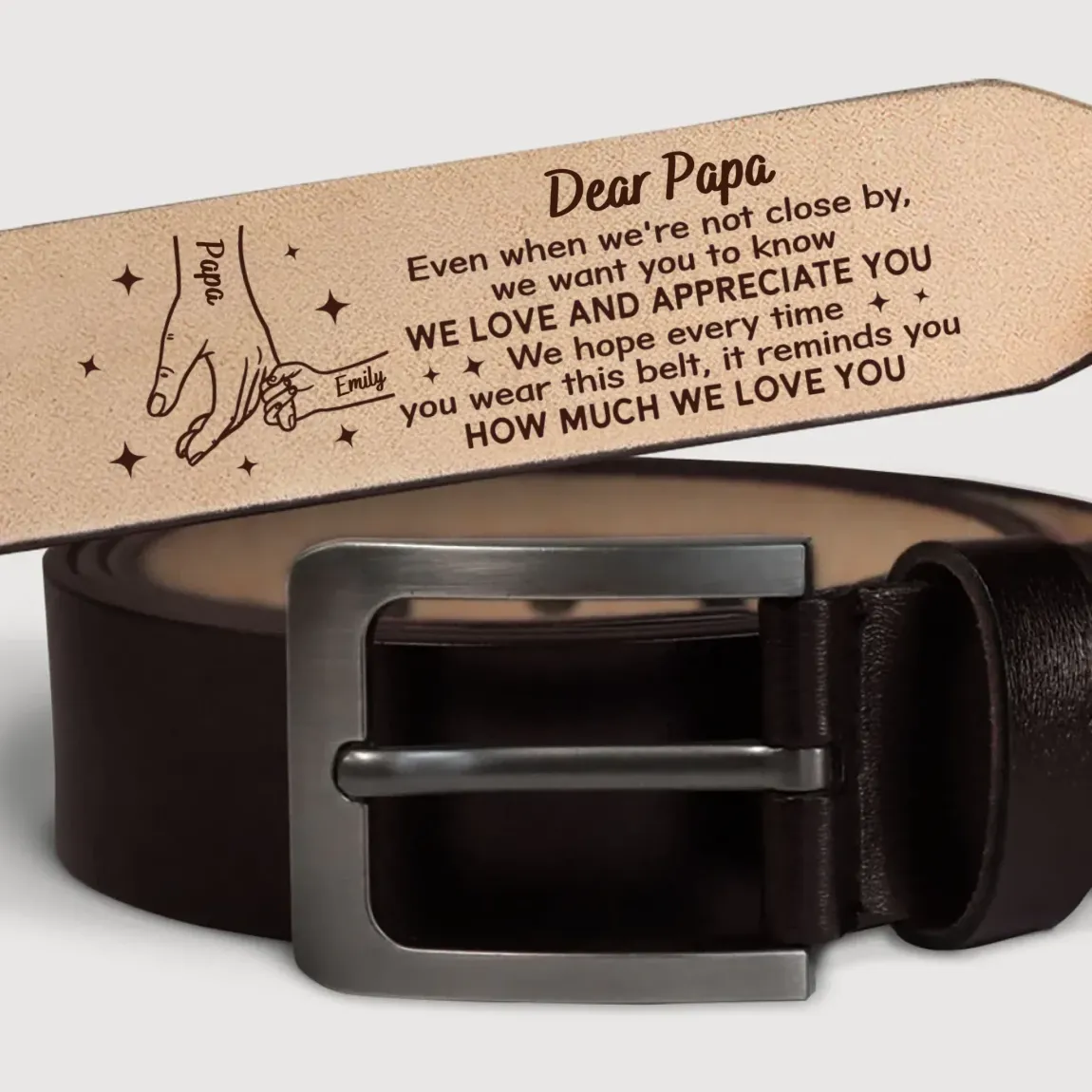 Forever Loved, Always Appreciated - Family Personalized Custom Engraved Leather Belt - Father's Day, Gift For Dad, Grandpa