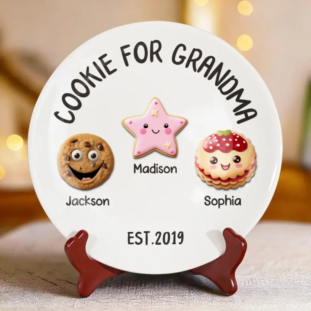 Grandma��s Cookie Plate, Full Of Love - Family Personalized Custom Ceramic Plate - Mother's Day, Gift For Mom, Grandma