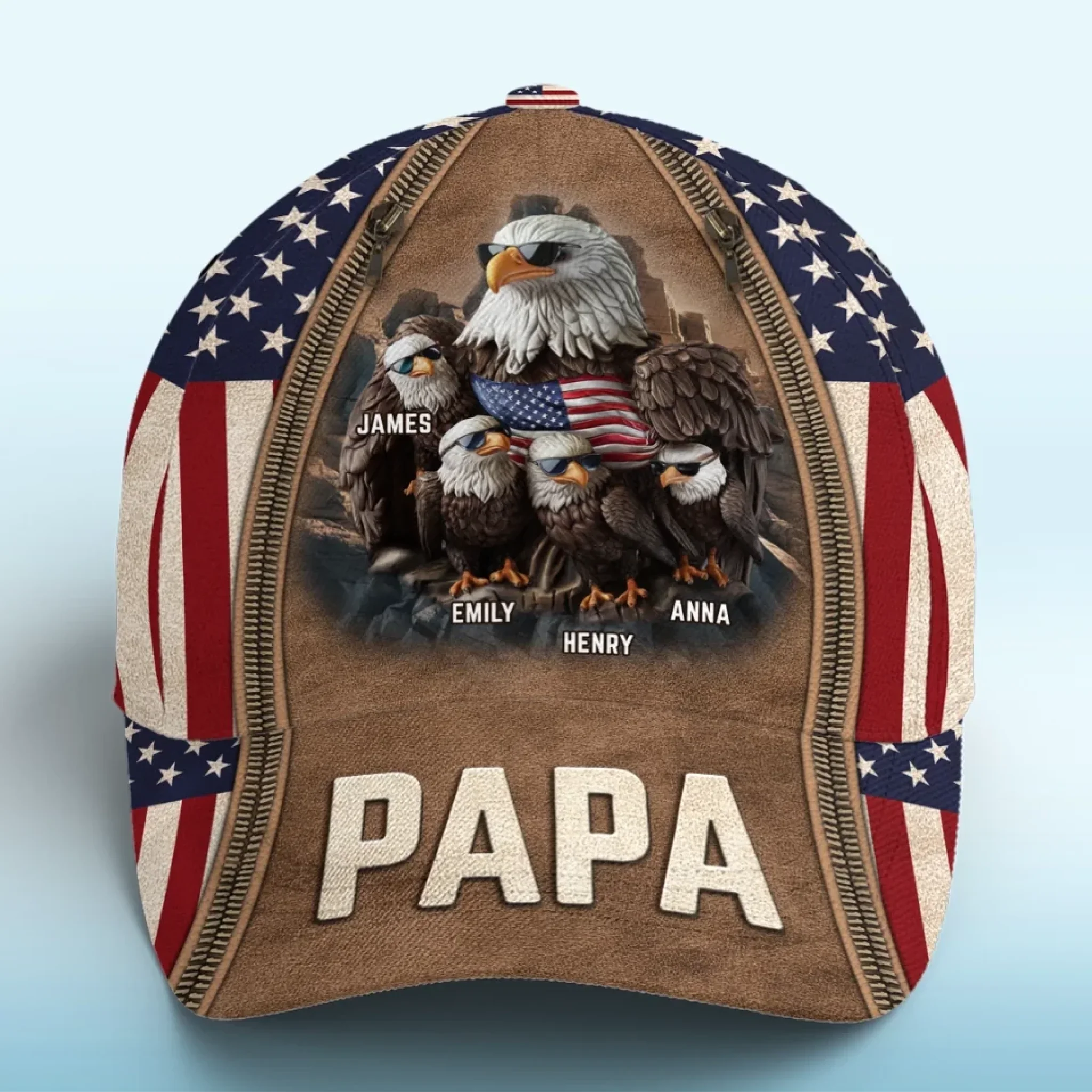 Papa��s Crew - Family Personalized Custom Hat, All Over Print Classic Cap - Father's Day, Gift For Dad, Grandpa