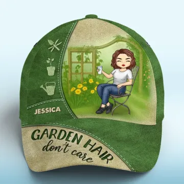 Garden Hair, Don��t Care - Family Personalized Custom Hat, All Over Print Classic Cap -  Gift For Yourself, Best Friends, Siblings, Family Members, Gardening Lovers