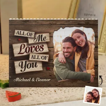 Custom Photo Two Hearts, One Soul- Couple Personalized Custom Horizontal Rectangle Shaped Building Brick Blocks - Gift For Husband Wife, Anniversary
