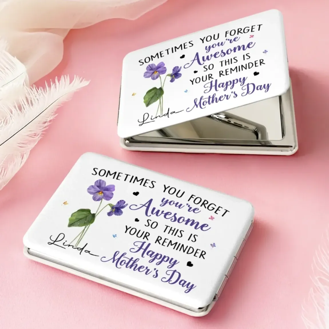 Beautiful Heart, Shining Soul - Family Personalized Custom Full-print Purse Mirror - Mother's Day, Gift For Mom, Grandma