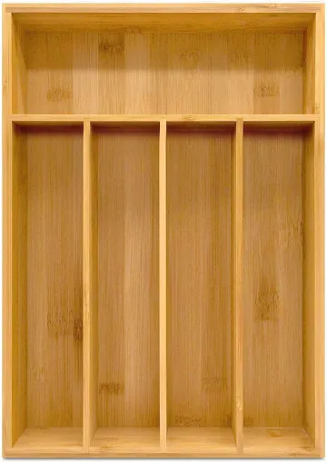 Kitchen Bamboo Silverware Organizer- 5 Compartments - Bamboo Drawer Organizer - Bamboo Hardware Organizer (1-Pack)