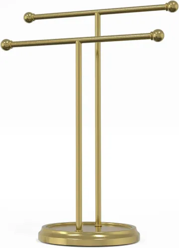 15�� Standing Hand Towel Holder with Heavy Base Gold Towel Rack for Bathroom Vanity Countertop Stainless Steel Towel Holder Free Standing Towel Ring Hardware Accessories
