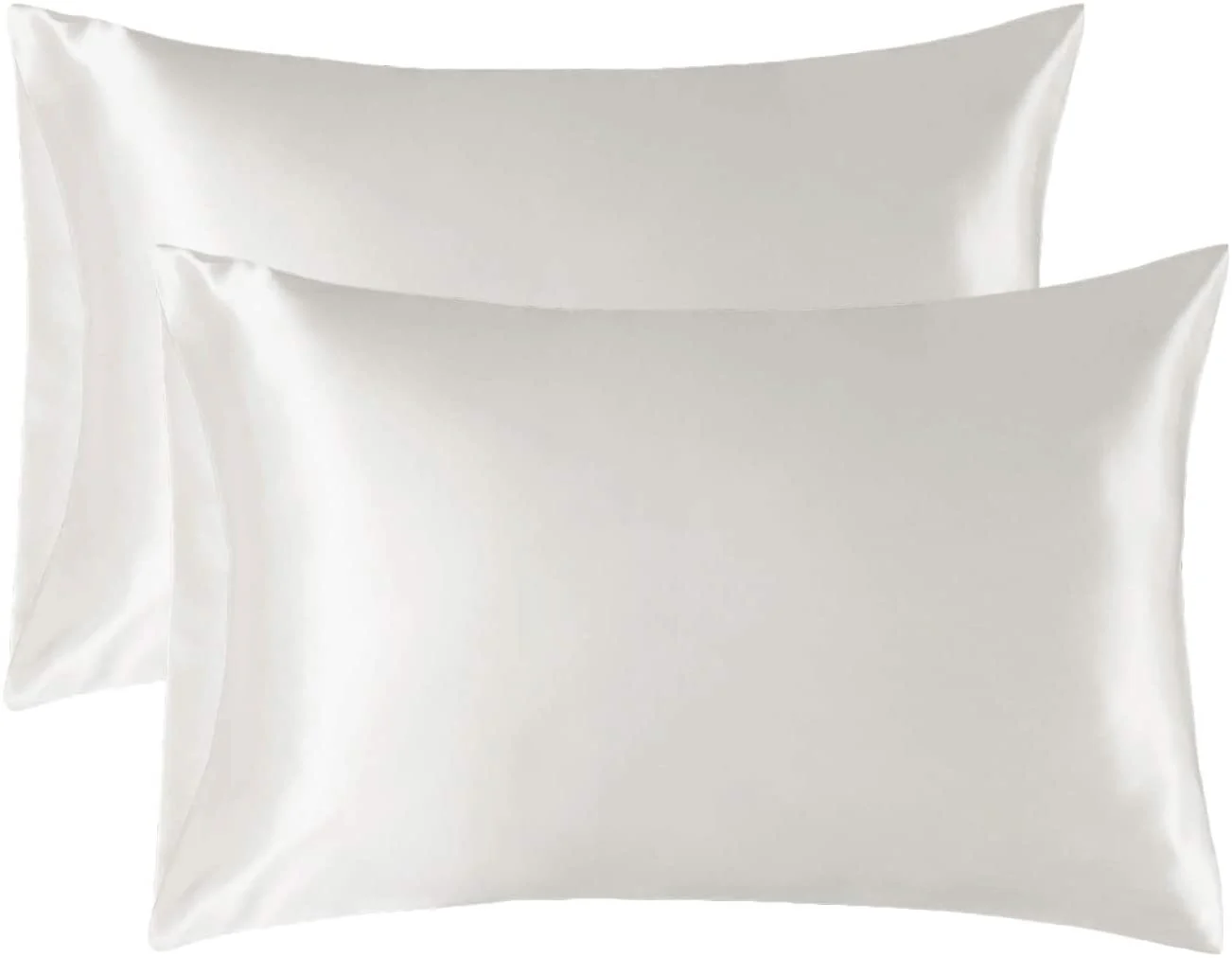 Satin Pillowcase for Hair and Skin, 2-Pack Pillow Cases - Satin Pillow Covers with Envelope Closure,  Ivory