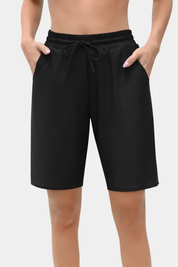 Zacharb Women's Solid High Waist Quick Dry Long Board Shorts