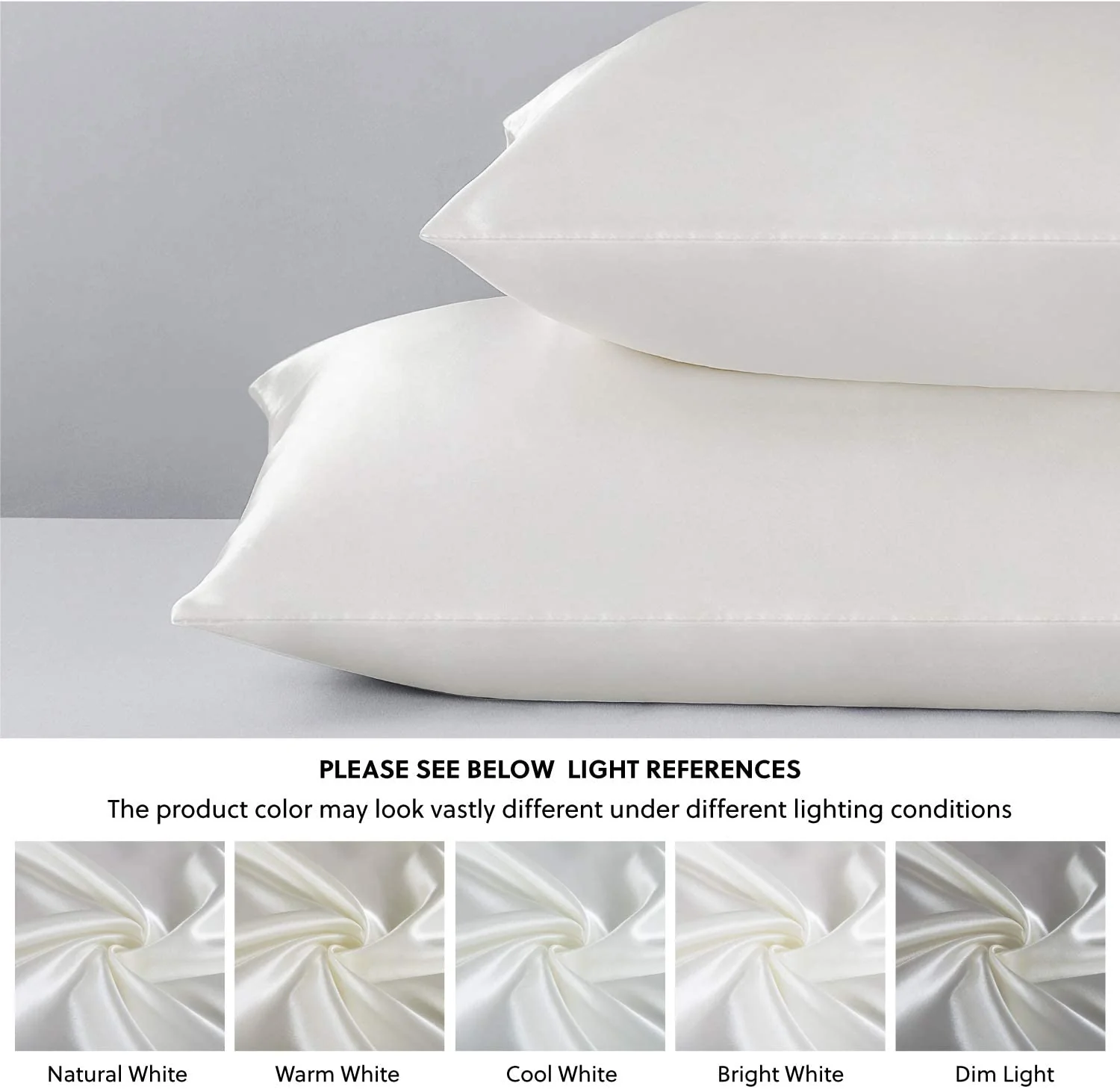 Satin Pillowcase for Hair and Skin, 2-Pack Pillow Cases - Satin Pillow Covers with Envelope Closure,  Ivory