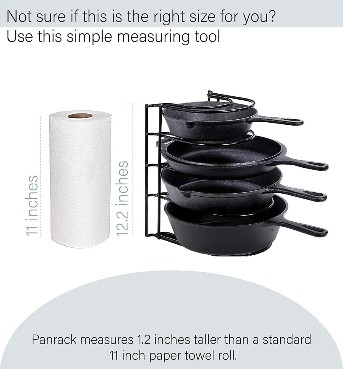 Heavy Duty Pan Organizer, 5 Tier Rack - Holds up to 50 LB - Holds Cast Iron Skillets, Griddles and Shallow Pots - Durable Steel Construction