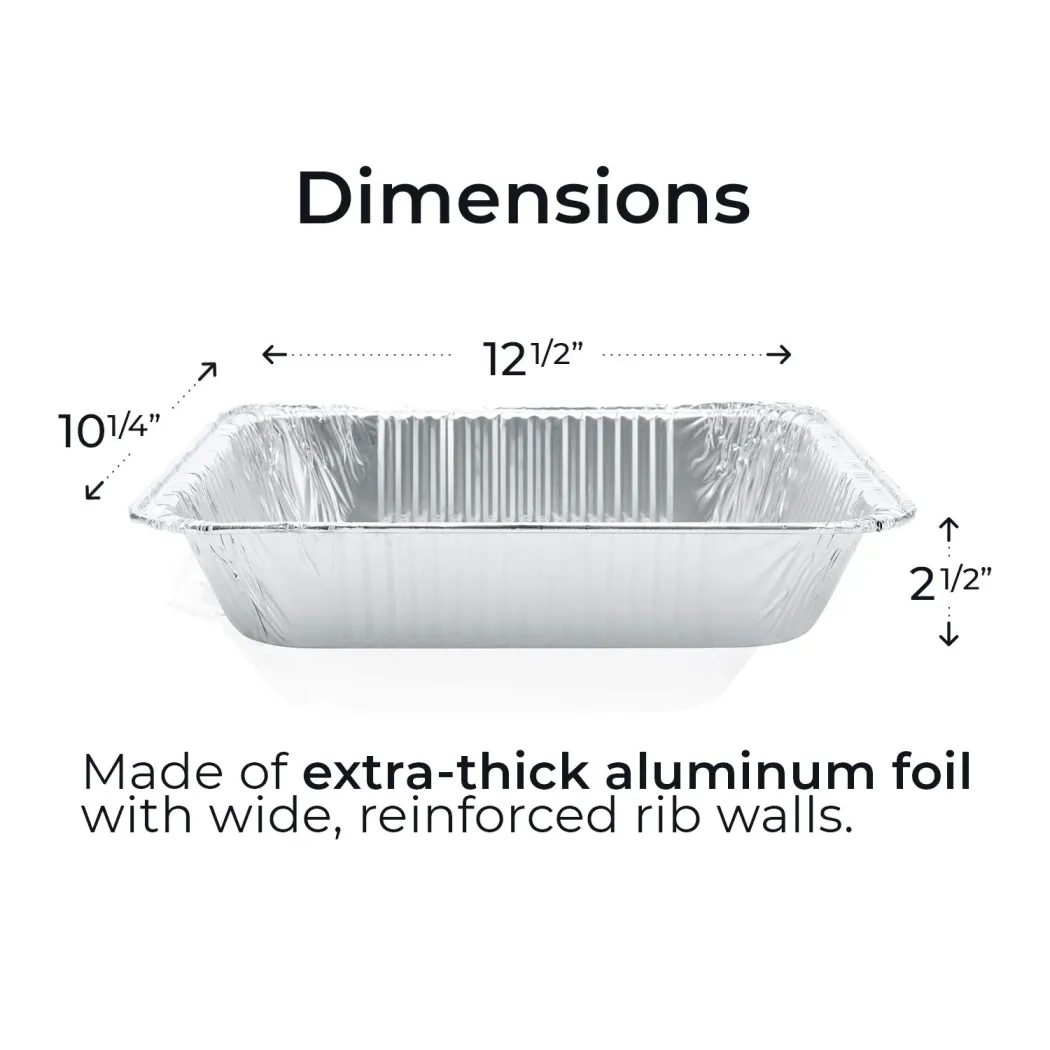9x13 Aluminum Pans Disposable (30-Pack) - HEAVY DUTY - Half-Size Deep Foil Pans. Great for Baking, Cooking, Grilling, Serving & Lining Steam-Table Trays/Chafers. Pan Size - 12 1/2' x 10 1/4' x 2 1/2'
