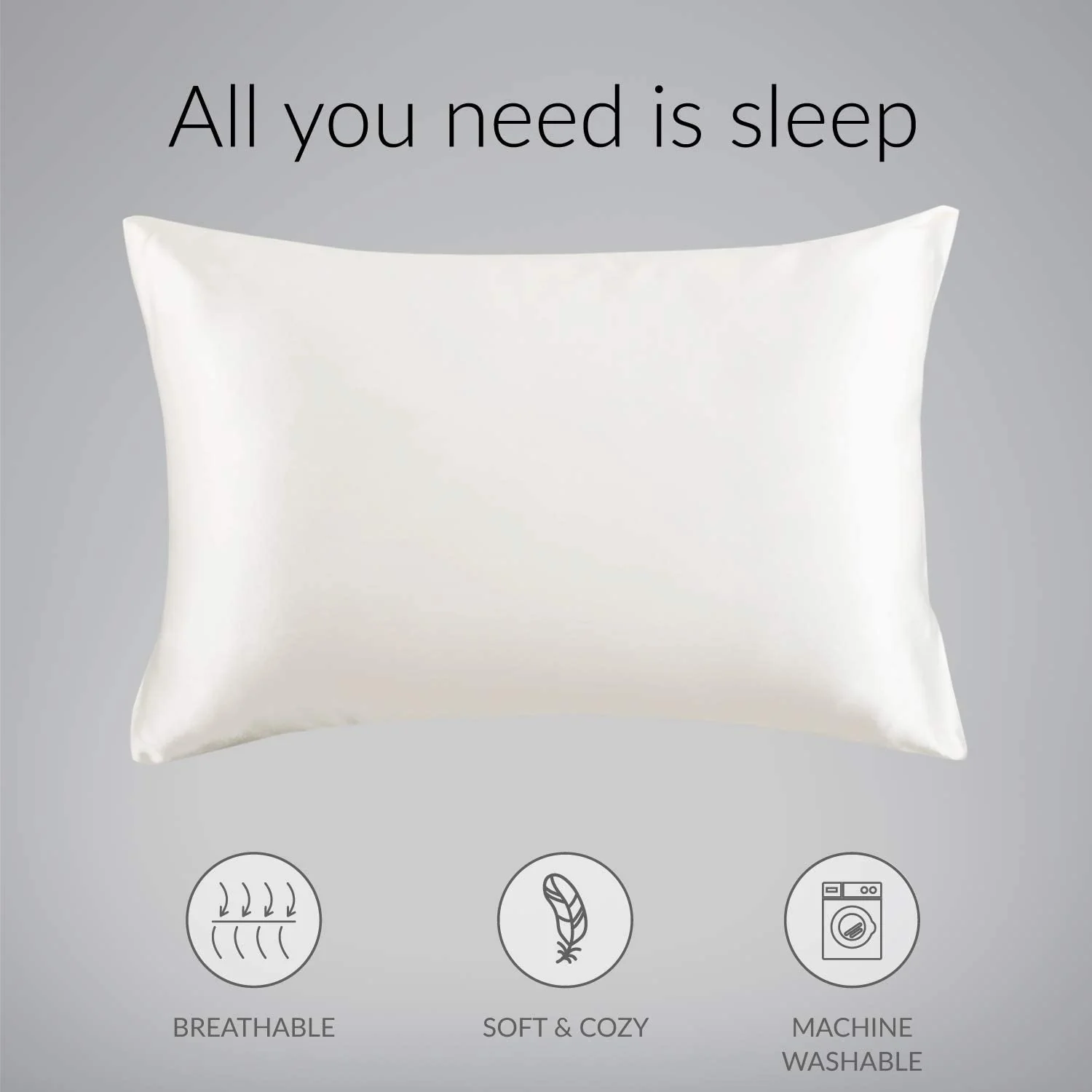 Satin Pillowcase for Hair and Skin, 2-Pack Pillow Cases - Satin Pillow Covers with Envelope Closure,  Ivory