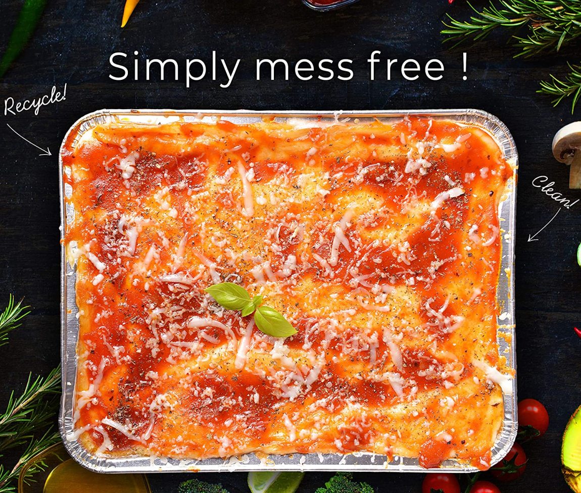 9x13 Aluminum Pans Disposable (30-Pack) - HEAVY DUTY - Half-Size Deep Foil Pans. Great for Baking, Cooking, Grilling, Serving & Lining Steam-Table Trays/Chafers. Pan Size - 12 1/2' x 10 1/4' x 2 1/2'
