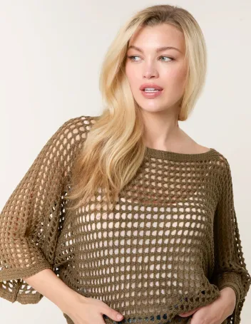 Round Neck Net Top
