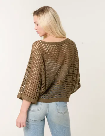 Round Neck Net Top