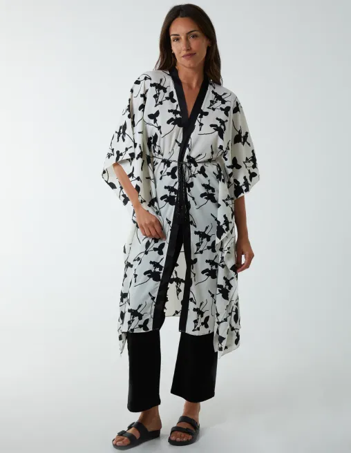 Kimono Midi With Satin Bands