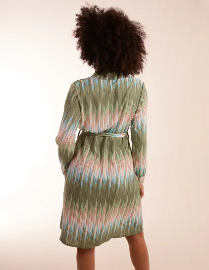 Zig Zag Print Shirt Dress