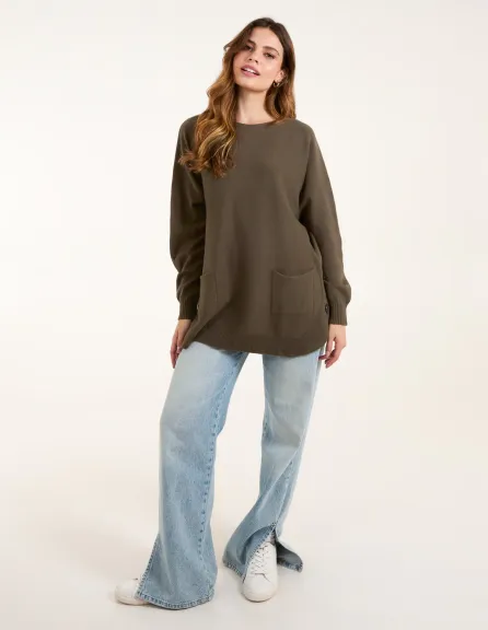 Pocket Slash Neck Jumper