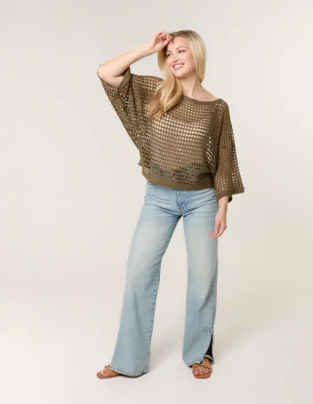 Round Neck Net Top