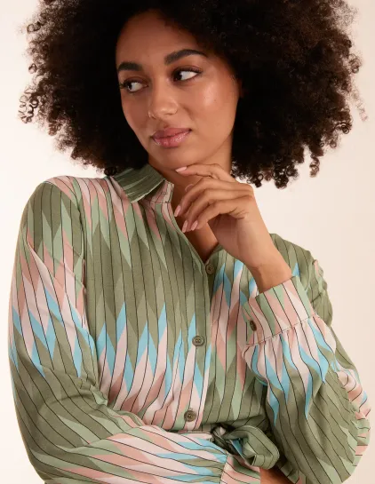 Zig Zag Print Shirt Dress
