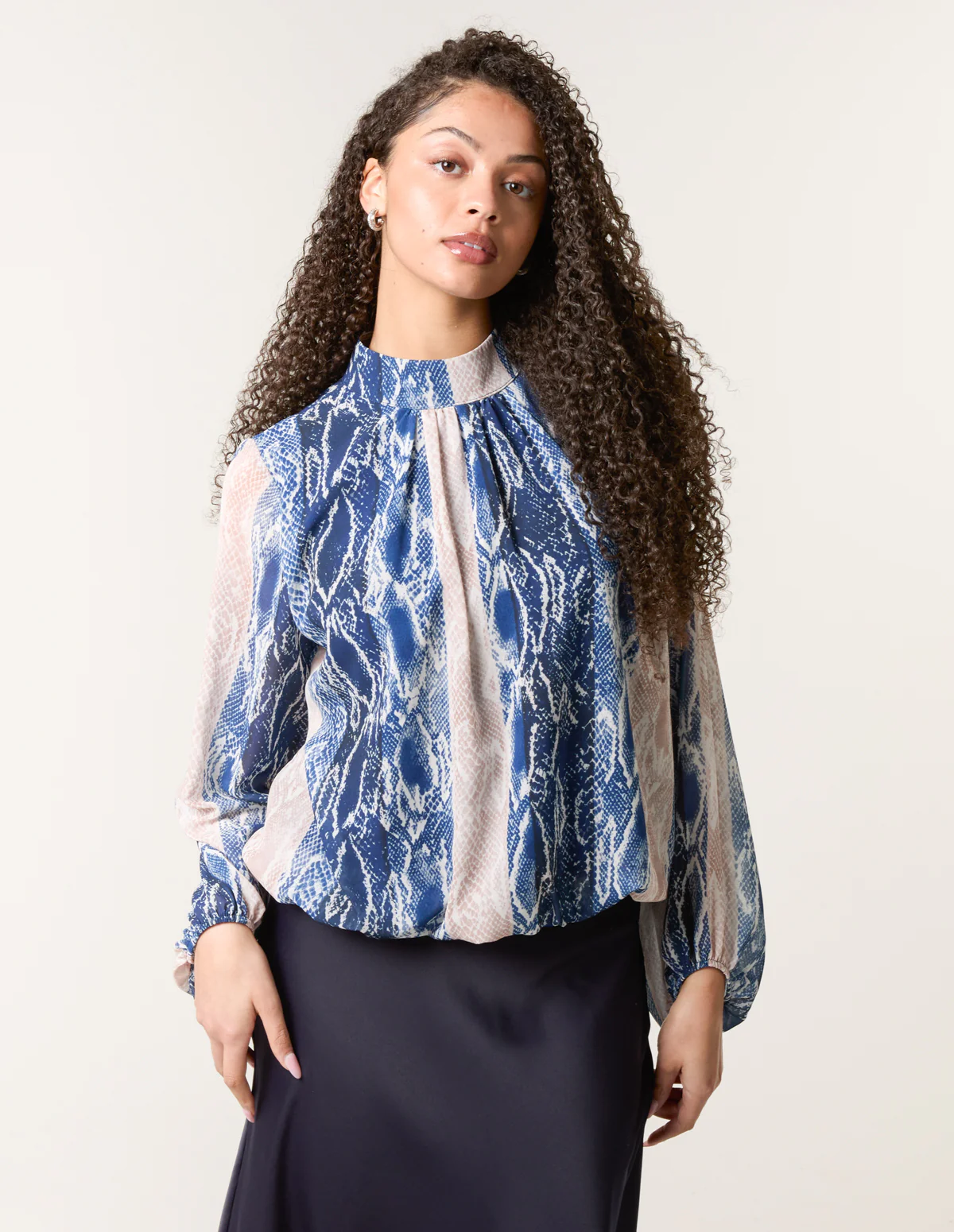 Snake Skin High Neck Blouse