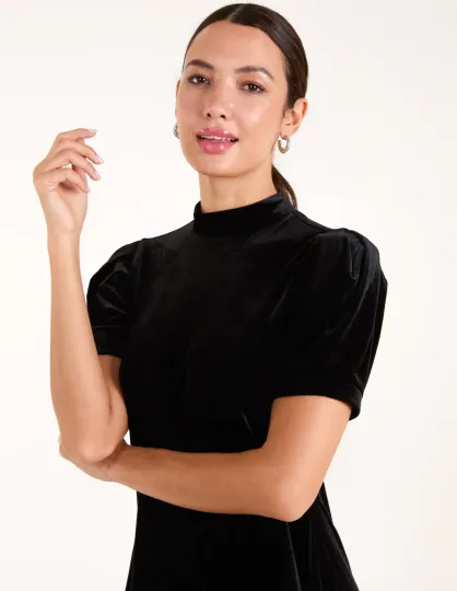 Velvet Puff Sleeve Dress