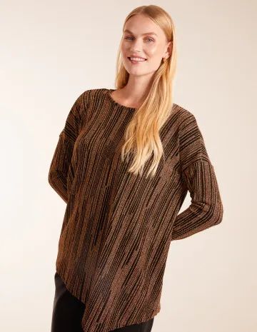 Asymmetric Batwing Lurex Top