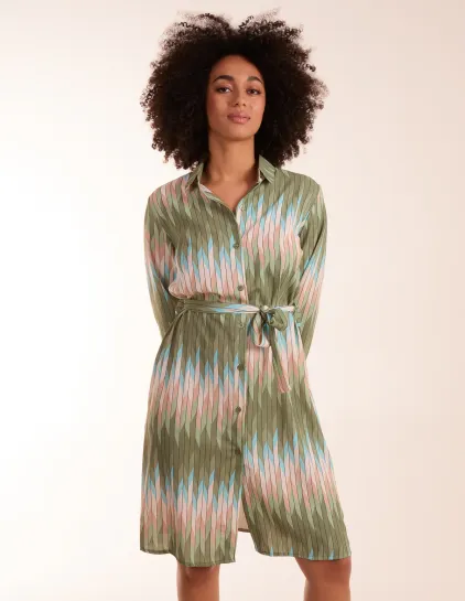 Zig Zag Print Shirt Dress