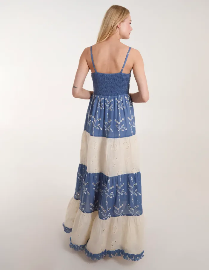Embroidered Block Out Stripe Cami Dress