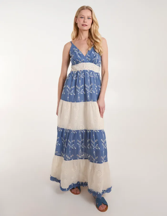 Embroidered Block Out Stripe Cami Dress