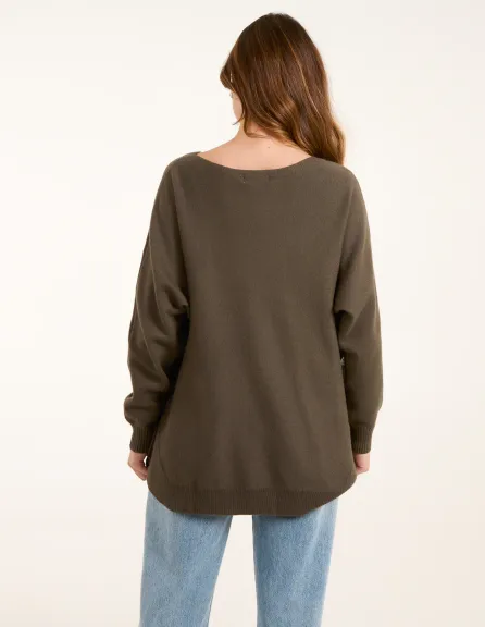 Pocket Slash Neck Jumper