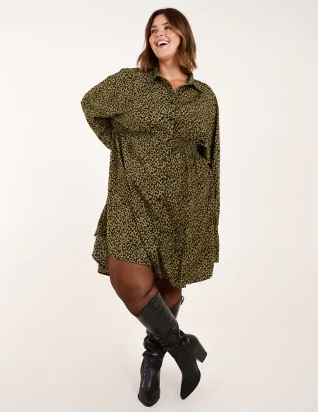 Curve Leopard Shirt Dress