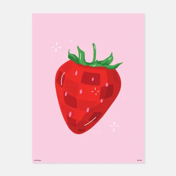 Strawberry Disco Ball Print by Ruby Roller Art