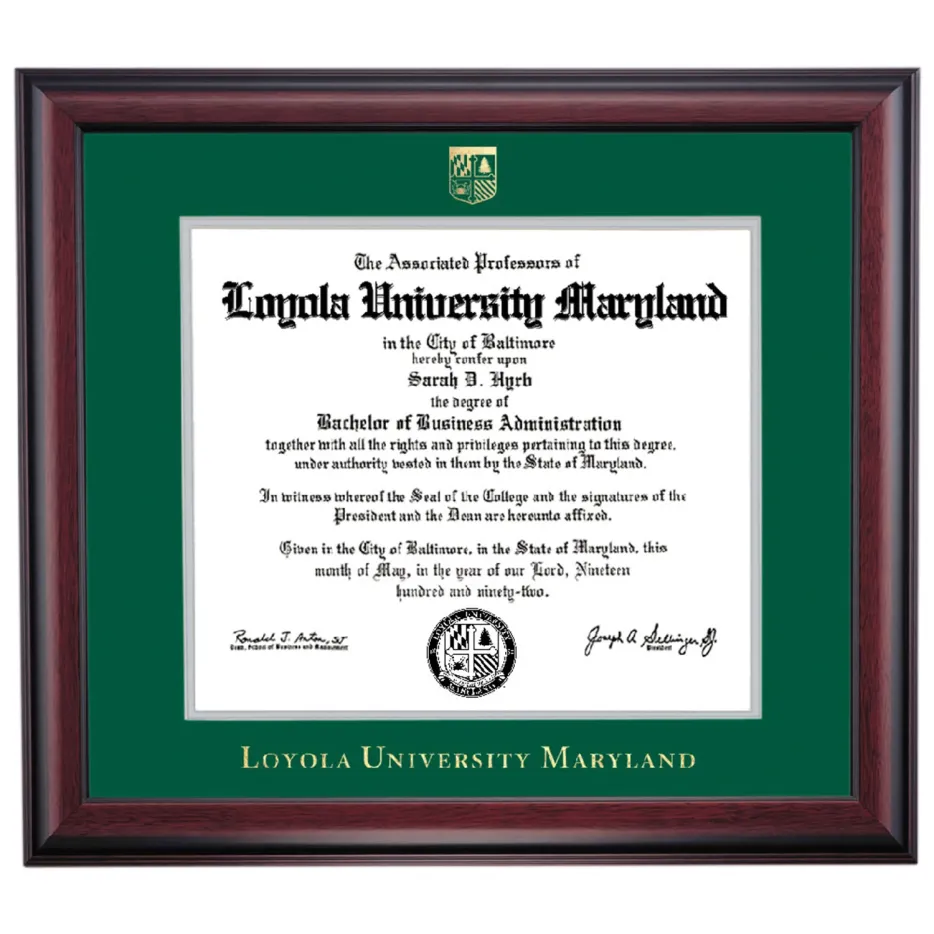 Loyola Maryland School Color Traditional Diploma Frame