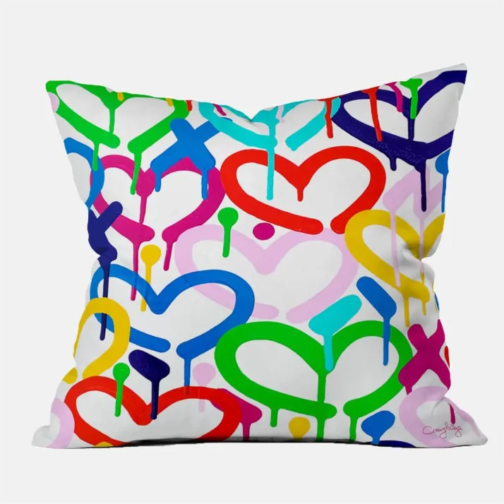 Graffiti Hearts Throw Pillow by Corey Paige