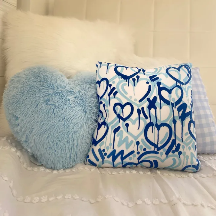 Graffiti Hearts Throw Pillow by Corey Paige