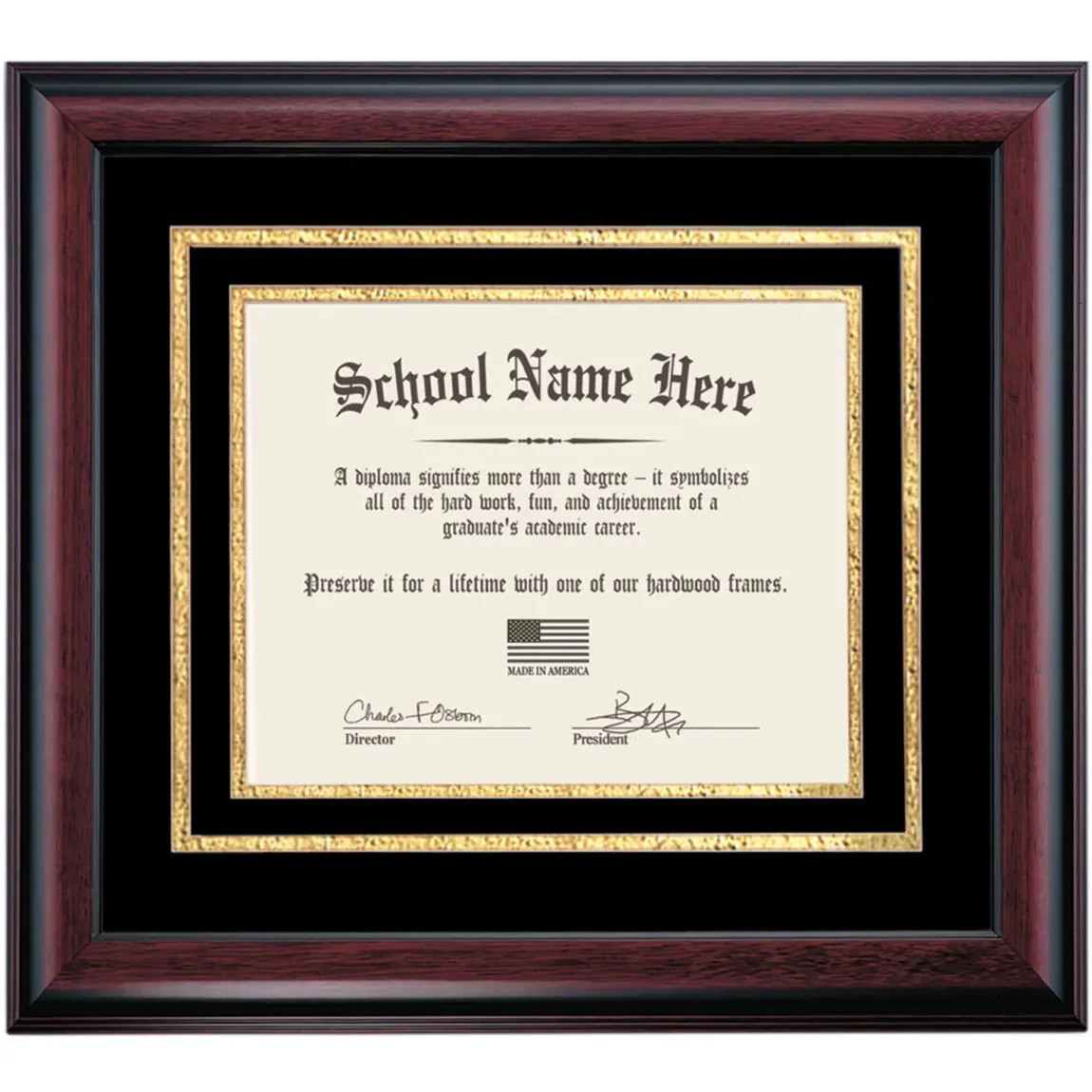 Graduation Diploma Frame with Black and Gold Matting for 8.5 x 11 Diploma