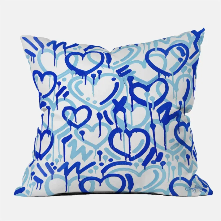 Graffiti Hearts Throw Pillow by Corey Paige