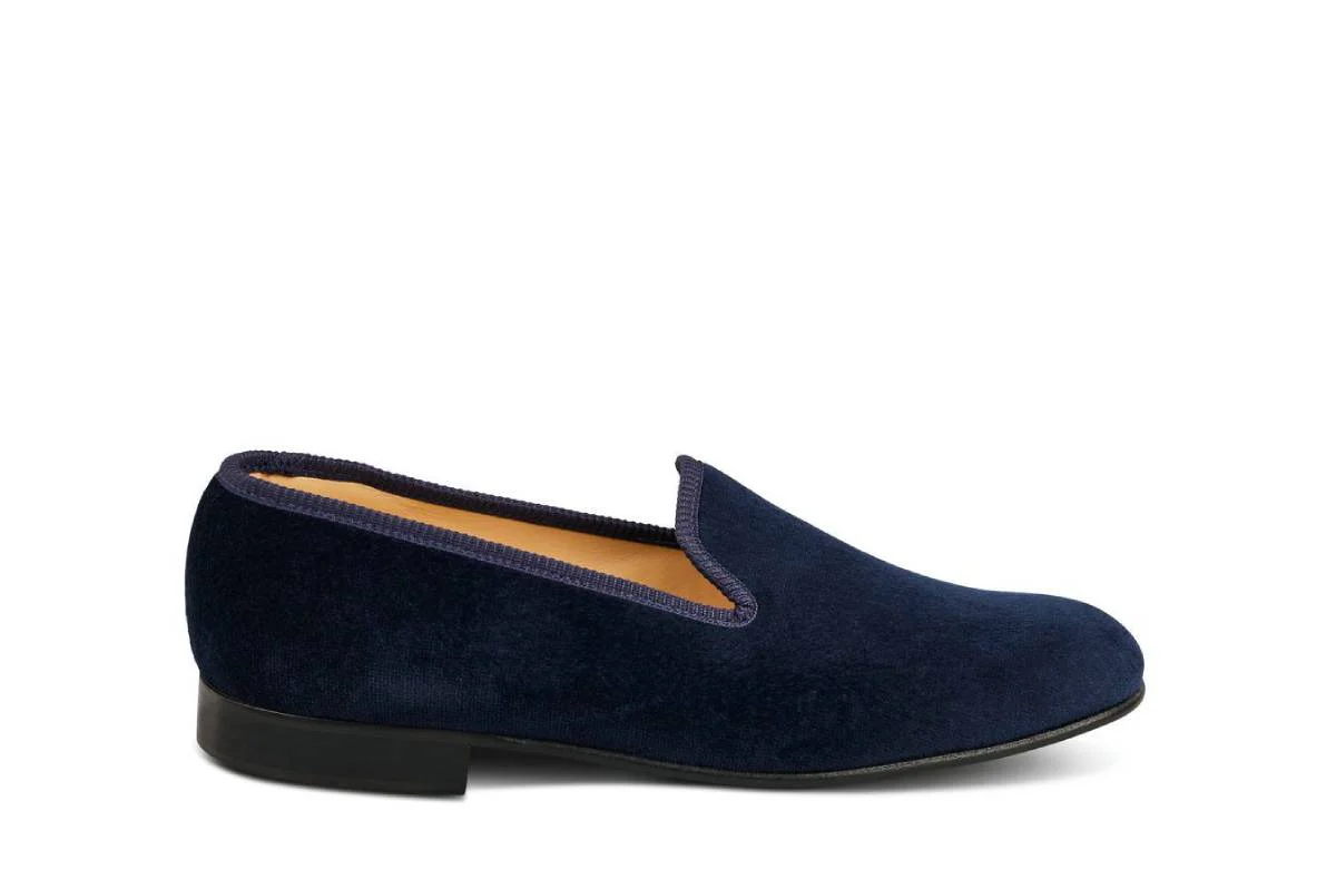 CHURCHILL VELVET SLIPPER - Navy