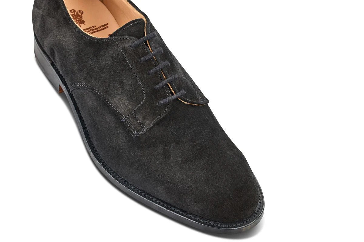 Wiltshire Plain Derby City Shoe - Black Castorino Suede