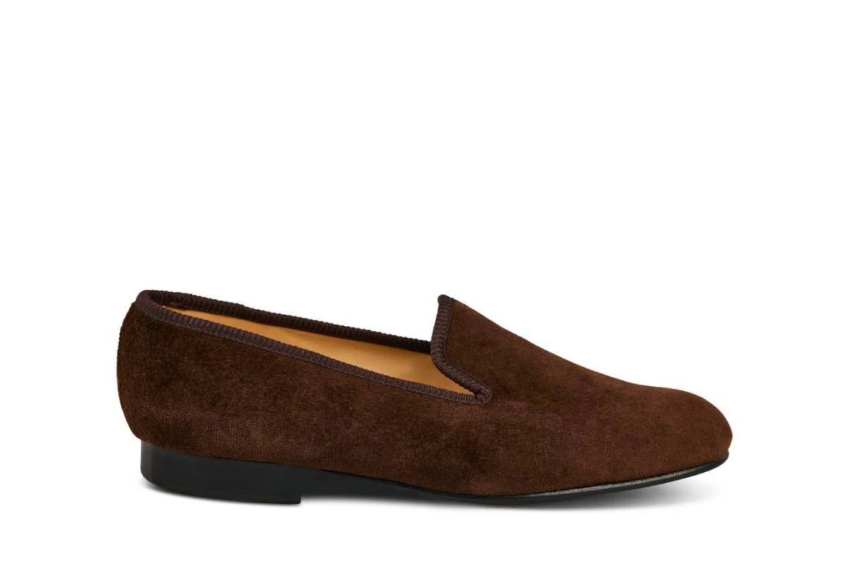 CHURCHILL VELVET SLIPPER - Brown