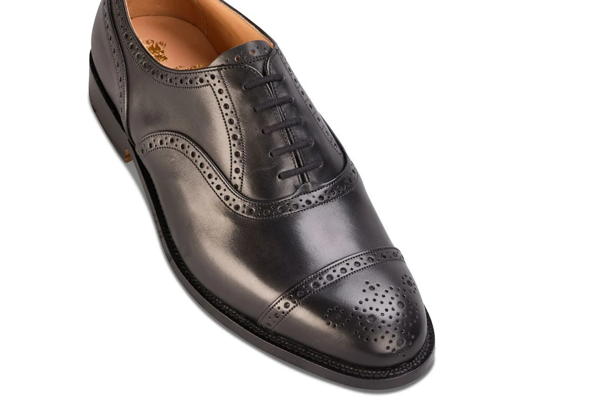 Cambridge JS9518 Brogue Toecap Oxford City Shoe - Black (Multiple Width Fittings)